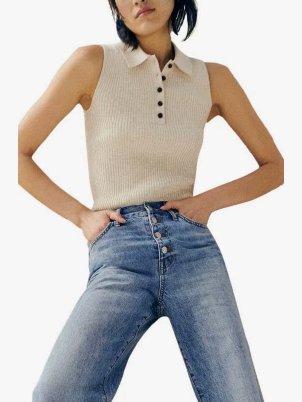 Madewell Owen Polo Sweater
Tank Heather Sand Ribbed Knit XL NWOT